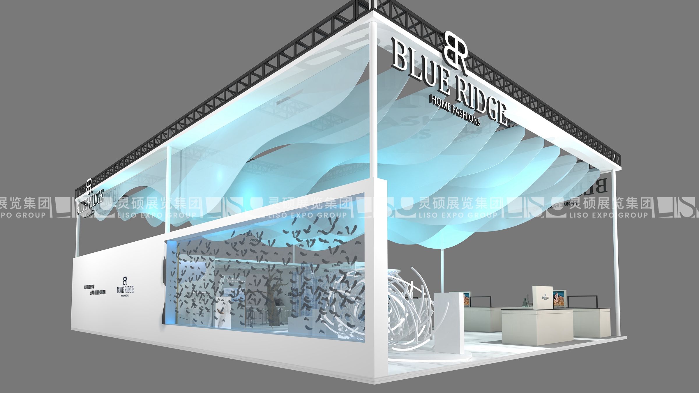 藍嶺家紡-上海展會展臺設計搭建案例